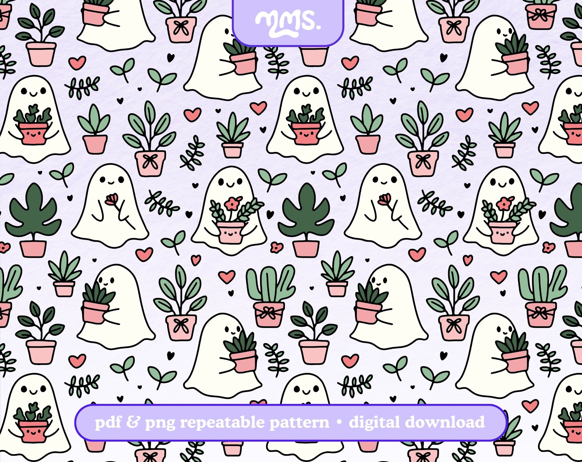 Cute Ghosts Pattern File for Sublimation or Printing, Seamless Design ...
