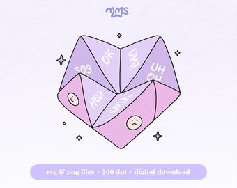 Fichier de coupe Svg Cootie Catcher pour Cricut & Silhouette, papier diseuse de bonne aventure Svg, clipart esthétique des années 90, tendance Png Y2K, fichiers Png bébé des années 90