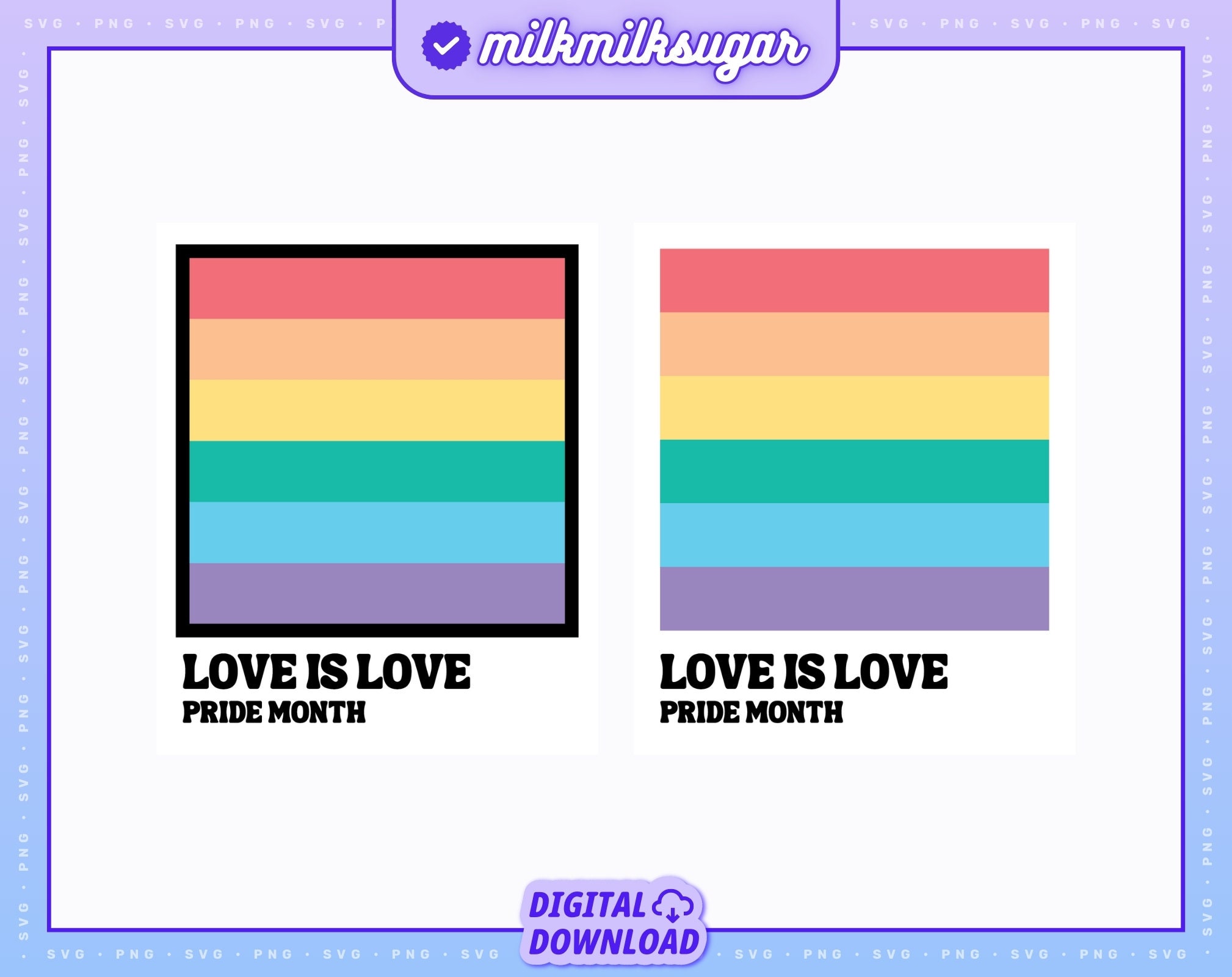 PRIDE SVG Cut File for Cricut or Silhouette, LGBTQ+ Sublimation Design ...