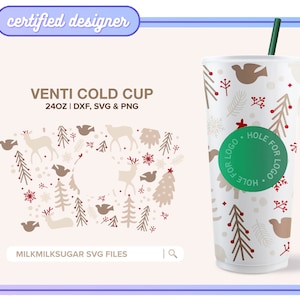 WINTER MAGIC ⟡ kerst winter svg-bestand knippen voor Sbux venti cold cup, download svg png en dxf, cup wraps voor cricut en silhouette