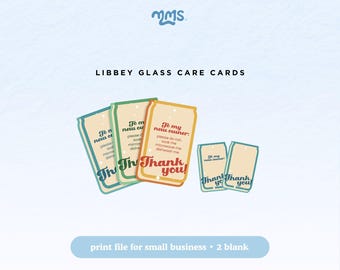 LIBBEY CARE CARDS ⟡ Ready to print & cut, Libbey glass can png care card for small business packaging