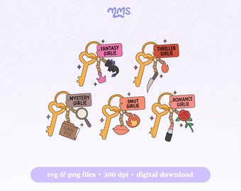 Book Trope Keys Svg Cut File For Cricut, Booktok, Book Lover, Bookish Png For Kindle Stickers, Bookmarks, Shirts, Libbey Cups & Keychains