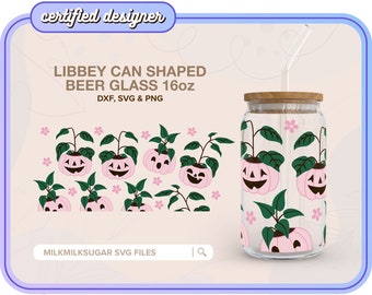 PUMPKIN PLANTERS SVG For Libbey 16oz Can Glass, Boho Halloween Svg, Fall Pumpkin Pattern, Cricut Cut File Including Dxf, Png, Svg