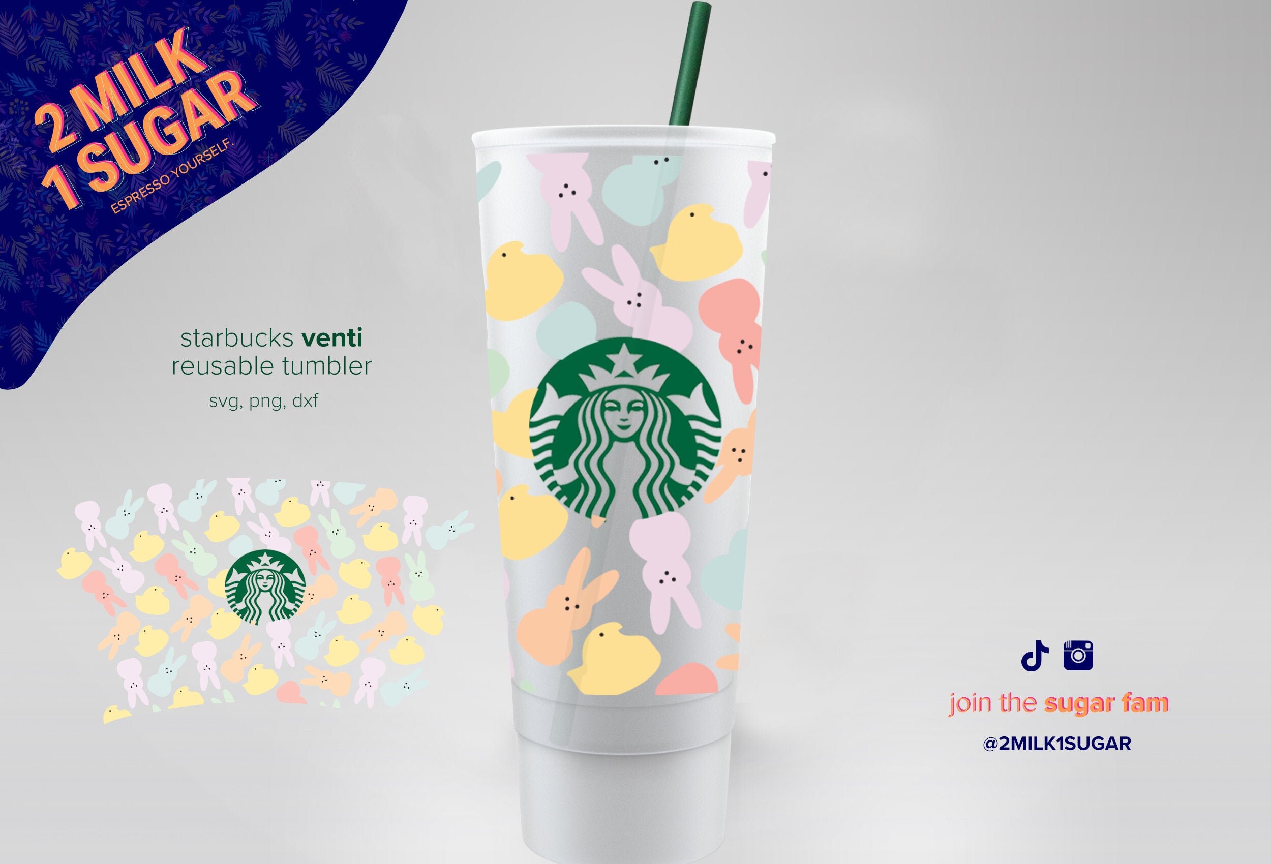 EASTER CANDY Seamless Starbucks Venti Cold Cup Wrap svg png dxf Files…