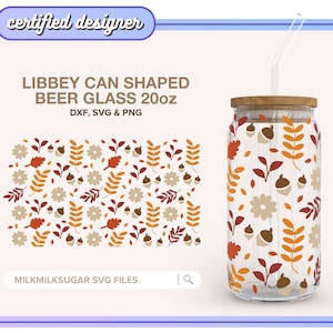 SVG de otoño para lata de Libbey de 20 oz, SVG de otoño, patrón de hojas de otoño en SVG, archivo de corte para Cricut que incluye DXF, PNG y SVG / Otoño con especias de calabaza