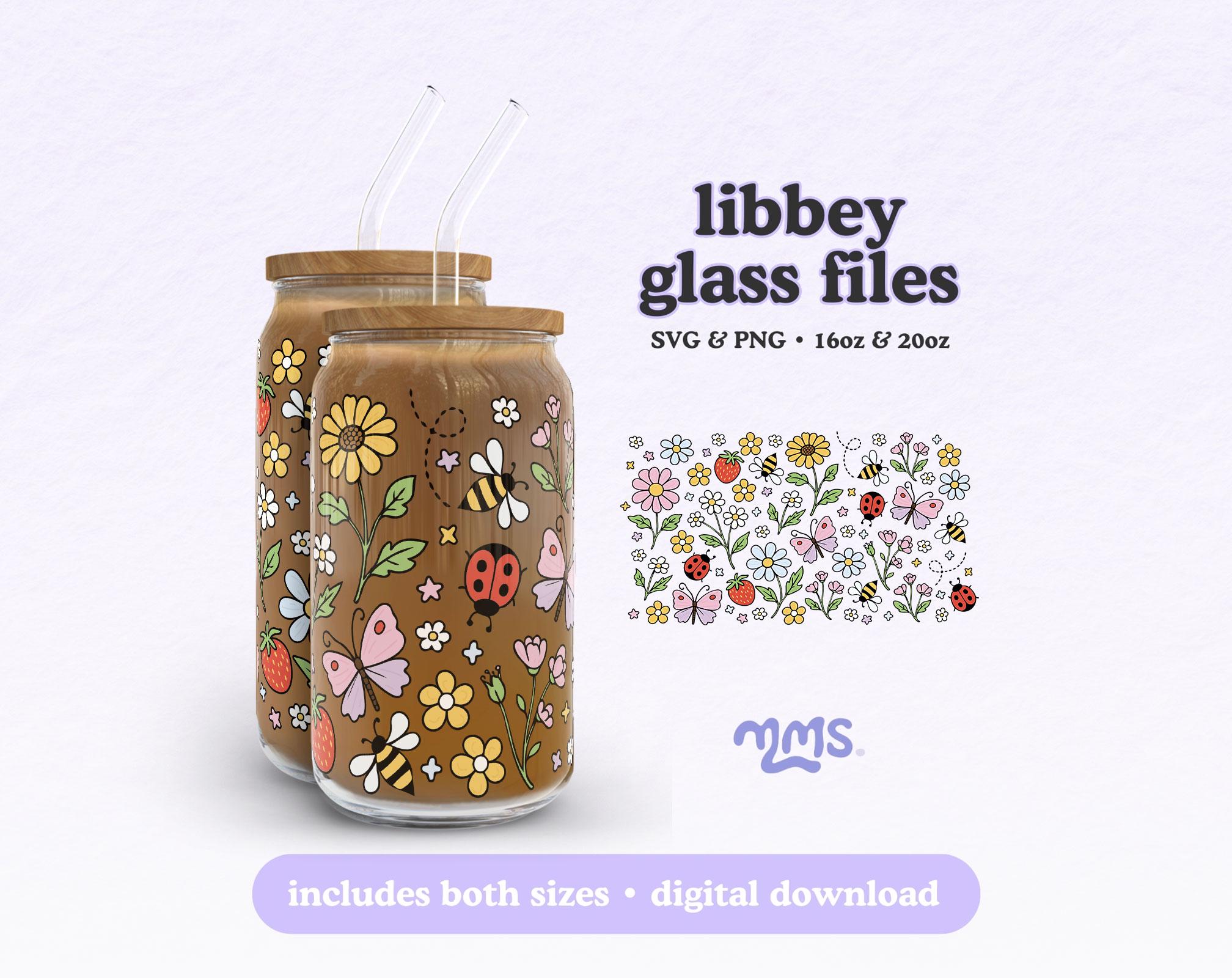 Wildflower Garden Svg Png Wrap for Libbey 16oz & 20oz Can Glass, Spring ...