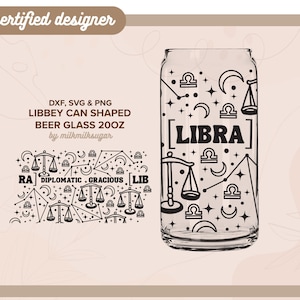 WAAGE | Astrologie, Sternzeichen svg libbey 20 Unzen Bierdose Glas svg cut wrap Datei, svg wrap-Dateien für Cricut, enthält png, svg & dxf