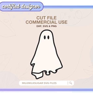 GHOST SVG Cut File For Cricut or Silhouette, Cute Halloween Svg, Ghost Clipart, Halloween Clipart, Flowy Ghost Svg, Spooky Season Svg