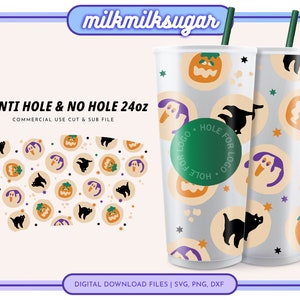 Galletas de azúcar de Halloween (Svg) para vasos fríos Venti de 24 oz con y sin agujero, galletas de azúcar navideñas (Svg), envoltura de galletas de Halloween, envoltura linda
