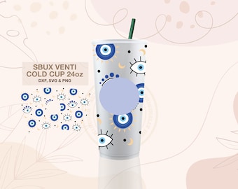 EVIL EYE ⟡ turkish eye svg, evil eye Sbux venti svg cut wrap file, svg wrap files for cricut, bundle, protect your energy, magic eye