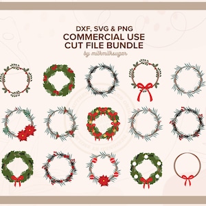 HIGH QUALITY WREATH Bundle ⟡ christmas svg cut files for cricut, silhouette or sublimation, svg dxf png clipart bundle for commercial use