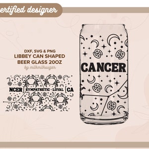 KREBS | Astrologie, Sternzeichen svg libbey 20 Unzen Bierdose Glas svg cut wrap Datei, svg wrap-Dateien für Cricut, enthält png, svg & dxf