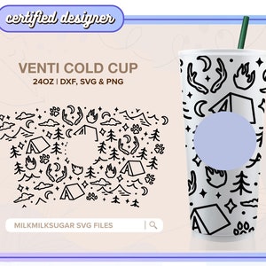SVG de CAMPING para vaso frío Sbux de 24 oz, vaso de 24 oz &quot;Vida de campamento&quot;, SVG de aventura, SVG de RV, archivos de corte Cricut para fogatas/en tiendas de campaña