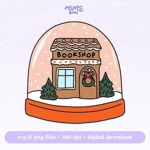 Arquivo de corte SVG da Winter Bookshop para Cricut e Silhouette, Booktok, SVG natalino para adesivos, marcadores de página, camisetas, canecas Libbey, chaveiros