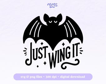 Bat Svg Cut File For Cricut or Silhouette, Halloween Svg, Cute Bat Svg, Spooky Bat Svg, Halloween Clipart Svg | Just Wing It