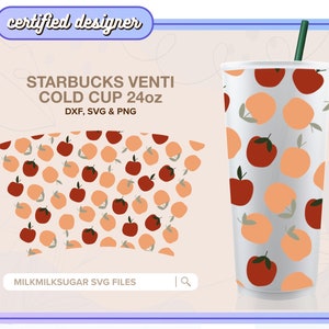 Copo Venti SVG APPLE sem logotipo, Copo térmico SVG de 24 oz para professor, Presente para professor, Arquivos Cricut Cut incluindo DXF, PNG e SVG | Apple Orchard