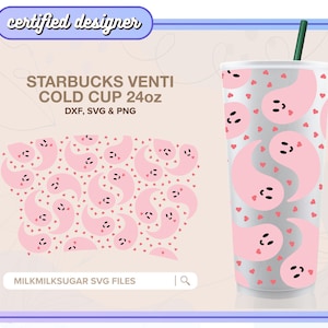 NIE GHOST U svg für Sbux Venti kalte Tasse kein Logo, niedliches Halloween svg für 24oz Tumbler, Ghost Wrap svg, Cricut Cut Dateien für Tassen