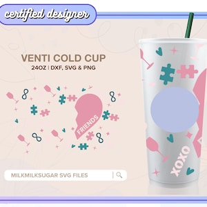BEST FRIENDS ⟡ Seamless Wrap ⟡ Sbux Venti Cup Wrap png dxf ⟡ SVG Files For Cricut ⟡ Silhouette ⟡ Download ⟡ Valentines Day