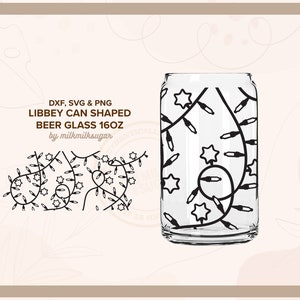 CHRISTMAS LIGHTS ⟡ holiday christmas svg file cup wrap for libbey 16oz beer can glass, svg dxf png cut files for Cricut & Silhouette