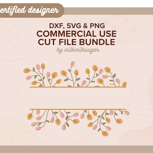 TULIP MONOGRAM SVG Cut File For Cricut or Silhouette, Flower Sublimation, Flower Png Pattern, Floral Monogram Bundle
