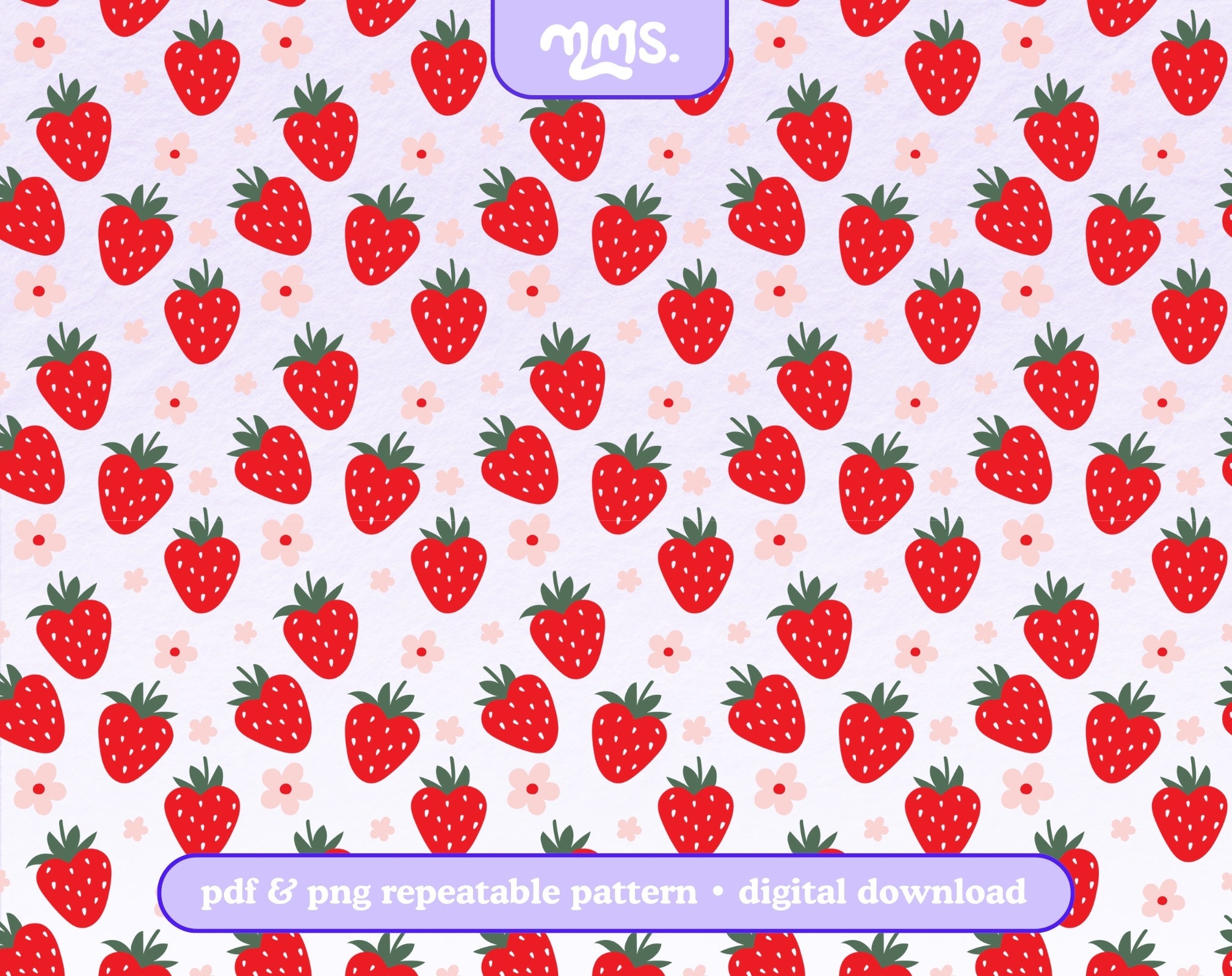 BERRY HEARTS FRUIT Pattern File For Sublimation or Printing, Seamless Fruit Design, Strawberry Pattern Png, Tropical Sublimation Png Pattern
