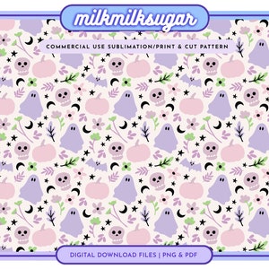 PASTEL HALLOWEEN Pattern File For Sublimation or Printing, Seamless Design Ghost Pattern, Retro Pumpkin Seamless Pattern | Pretty Paranormal