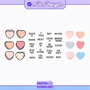 ERSTELLEN SIE IHRE EIGENEN Candy Hearts ⟡ Konversationsherzen svg Schnittdatei für Cricut, Silhouette Cameo, SVG-Bundle für kommerziell genutzte Grafiken