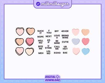 BUILD YOUR OWN Candy Hearts ⟡ conversation hearts svg cut file for cricut, silhouette cameo, svg bundle for commercial use graphics