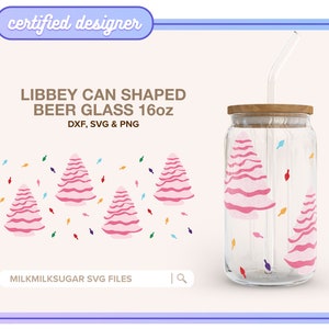 VINTAGE CERAMIC TREE Svg Wrap For Libbey 16oz Can Glass, Christmas Lights Cut File For Cricut, Retro Christmas, Christmas Tree Svg