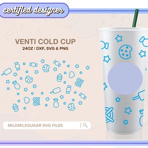 SWEET TREATS ⟡ SEAMLESS Wrap ⟡ Pattern Sbux Cup ⟡ Reusable ⟡ Svg ⟡ Png ⟡ Custom Cut file ⟡ Cricut ⟡ Silhouette ⟡ Cameo ⟡ DiY ⟡ Vinyl