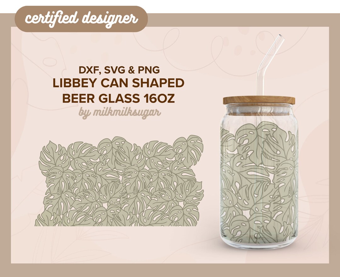 MONSTERA LEAF SVG for Libbey 16oz Can Glass, Coffee Glass Svg, Cricut ...