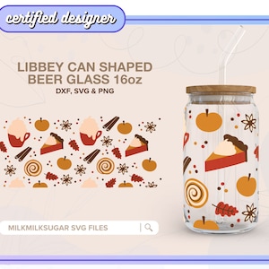 HELLO FALL ⟡ fall, autumn, thanksgiving svg libbey 16oz beer can glass svg file cup wrap, svg, dxf & png cut file for Cricut and Silhouette