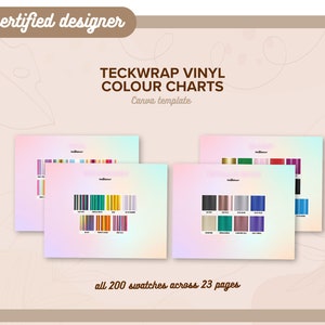 Editable Teckwrap Vinyl Color Chart Template, Permanent Vinyl Colour Chart,  Teckwrap Color Palette Chart, Custom Color Swatch Vinyl Display 