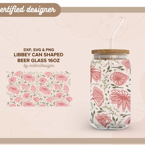 FLOR COMPLETA | arquivo svg de dia das mães para lata de cerveja Libbey de 16 onças, arquivo svg de corte e embalagem, arquivos de embalagem para Cricut, incluindo png svg e dxf, primavera