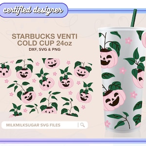 PUMPKIN PLANTERS SVG For Sbux Venti Cold Cup No Logo, Fall Pumpkin Svg, 24oz Tumbler, Cute Halloween Svg, Cricut Cut Files For Cups