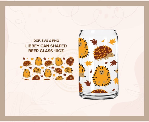 HANDSOME HEDGEHOGS ⟡ animal print svg file cup wrap for libbey 16oz beer can glass, includes svg dxf png cut files for Cricut and Silhouette