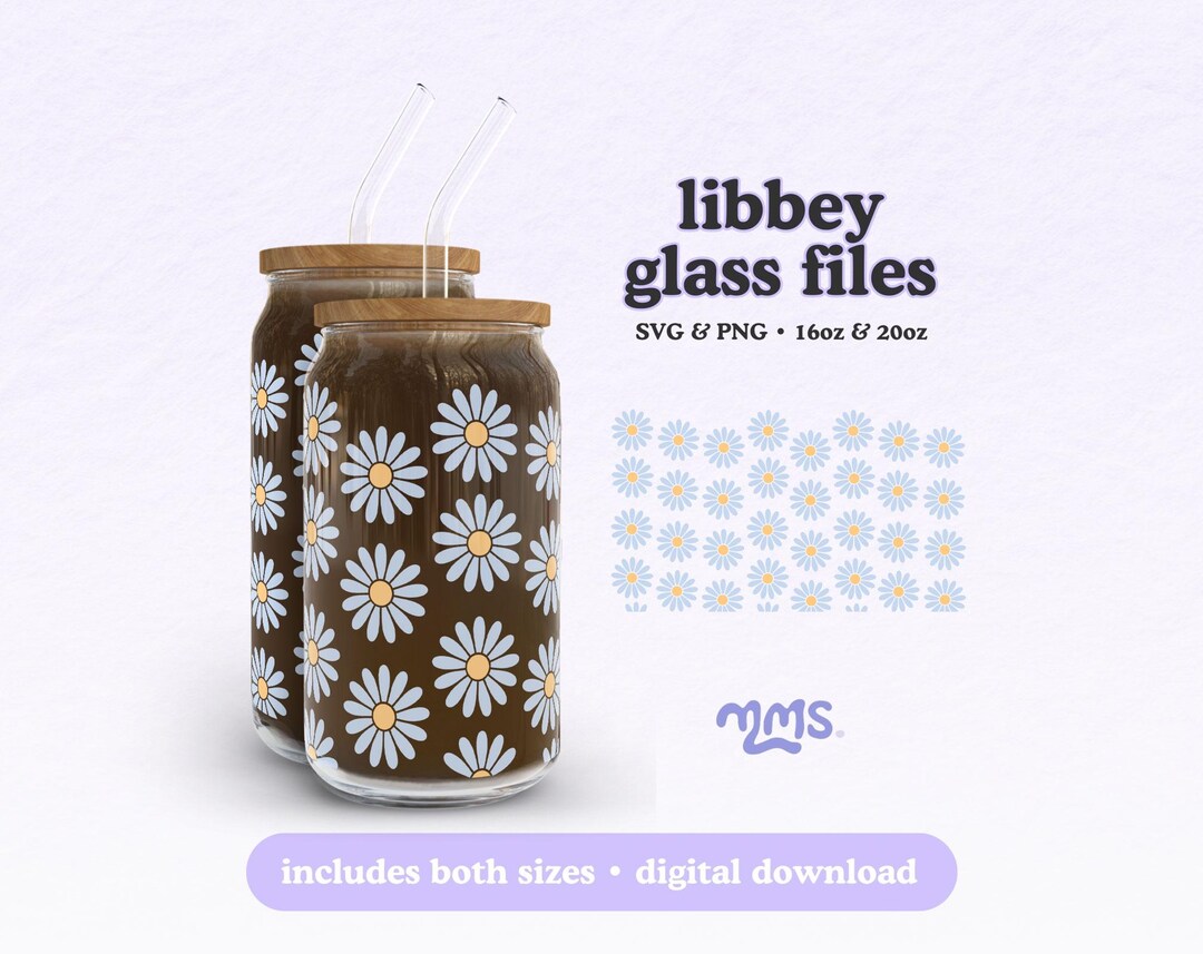 Daisies Libbey Wrap SVG PNG, Daisy Flower Glass Can Wrap Design, 16oz ...
