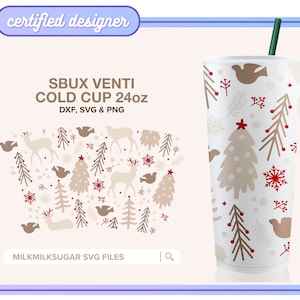WINTER MAGIC geen gat ⟡ kerst winter svg-bestand voor venti cup zonder gat, wrap gesneden bestanden dxf png svg-typen voor Cricut & Silhouette
