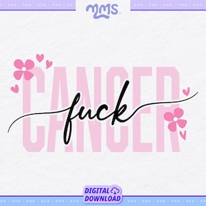 FUCK CANCER Svg-bestand knippen voor Cricut of silhouet, Breast Cancer Svg, Breast Cancer Awareness, Breast Cancer Survivor, Pink Ribbon
