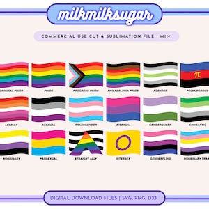 Agitant des drapeaux de la fierté fichier coupe Svg pour Cricut ou Silhouette, conception par sublimation de fierté, drapeau arc-en-ciel Svg, Gay Pride Svg, Lgbtq + Svg Bundle