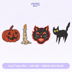 VINTAGE HALLOWEEN SVG Cut File For Cricut or Silhouette, Retro Halloween Svg, Retro Pumpkin Svg, Halloween Sublimation Design, Spooky Svg