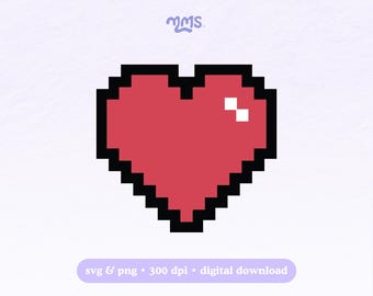 Arquivo SVG e PNG de Jogos de Amor, Design Gráfico de Coração Pixelado, Ícone de Amor de Jogador Retrô, Arte Digital Fofa de Micro Coração