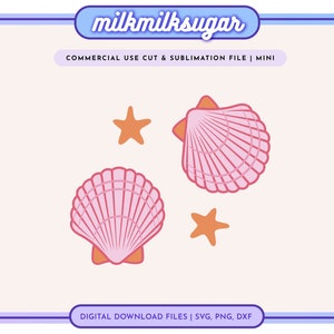 PINK SHELLS Svg Cut File For Cricut & Silhouette, Seashells Svg File, Seashells Clipart, Beach Svg, Ocean Svg, Under The Sea Svg