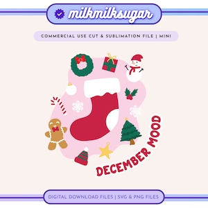 DECEMBER MOOD SVG Cut File For Cricut or Silhouette, Cute Christmas Svg, Christmas Quote, Cute Holiday Design Svg, Winter Quote, Winter Svg