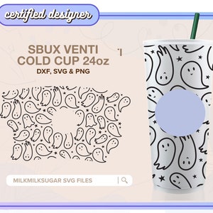GLEEFUL GHOSTS ⟡ ghost svg, halloween svg, herfst svg, Sbux venti svg gesneden wrap-bestand, svg wrap-bestanden voor cricut & silhouette bundel