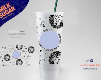 LEO ⟡ Seamless Wrap ⟡ SVG for Sbux Cup ⟡ Reusable  png dxf ⟡ SVG Files For Cricut ⟡ Silhouette ⟡ Download ⟡ Zodiac Horoscope