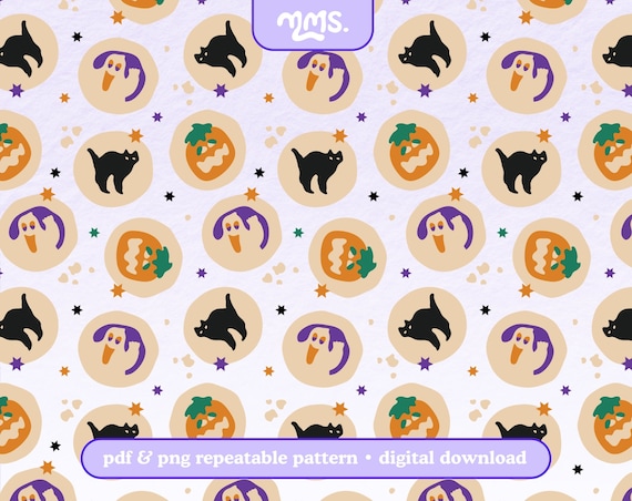 HALLOWEEN SUGAR COOKIES Pattern File For Sublimation or Printing, Seamless Design, Digital Paper, Holiday Cookie Pattern, Cute Halloween