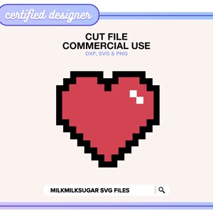HERZ SVG-Schnittdatei für Cricut oder Silhouette, Pixel-Herz-Svg, Herz Clipart, Videospiel-Herz, Nye-Schnittdatei, Herz Sublimation | Liebesspiele