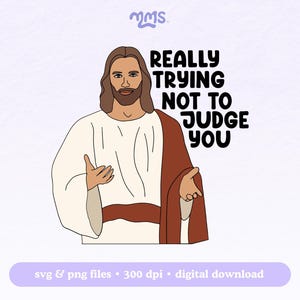 JUDGING JESUS SVG Cut File For Cricut or Silhouette, Bookworm Svg, Bookish Svg, Booktok Svg, Spicy Book Svg, Is That Smut Svg, Peeking Jesus