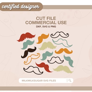 Arquivos de corte SVG MOUSTACHES para Cricut, Silhouette, Design de sublimação para o Dia dos Pais, Vovô SVG, TGrandadl SVG para camisetas, Pacote SVG masculino